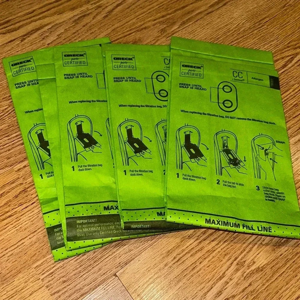 ORECK Bundle Lot of 4 NEW Oreck Vacuum Bags Allergen CC + SaniSeal Green